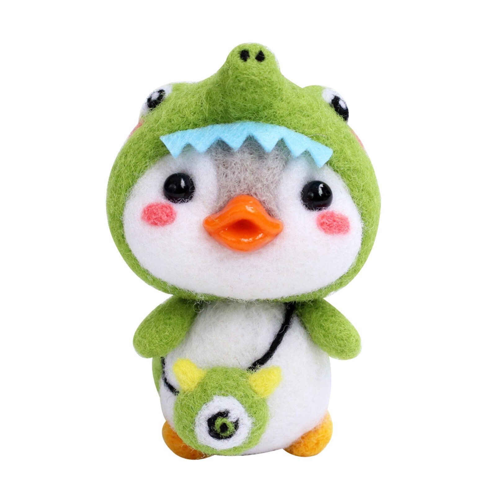 Cute Penguin z czapka w kształcie zwierzęcia Shiba Dinosaur wełna filc rękodzieło Diy nie wykończone Poked zestaw zestaw do rękodzieła dla igły torba materiałowa zestaw: D
