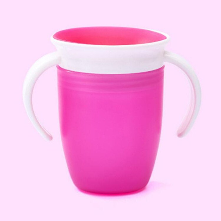 1pc 360 baby kopper kan drejes magisk kop baby læring drikkekop lækagesikker barn vand kop flaske 240ml copos læring kop: Lyserød