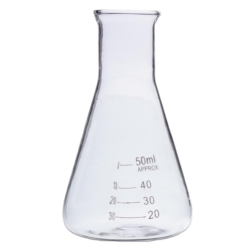 Kicute Newest 50ml Transparent Scientific Clear Glass Erlenmeyer Flask Lab Teaching Supply Glassware Tool Laboratory Supplies