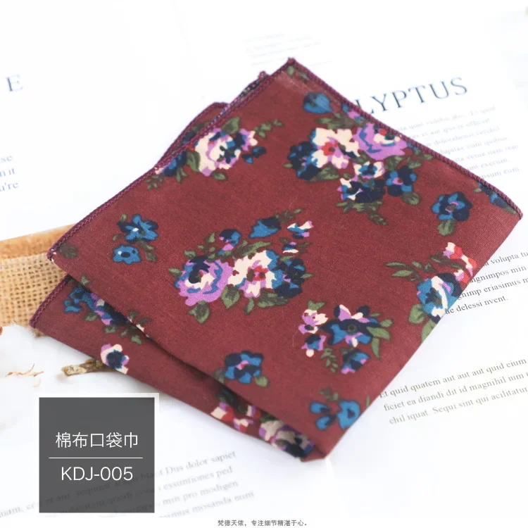 Pañuelo Floral de algodón 100% para hombre y mujer, pañuelo informal de 23cm con bolsillo para , , esmoquin, pajarita, accesorio: Rojo