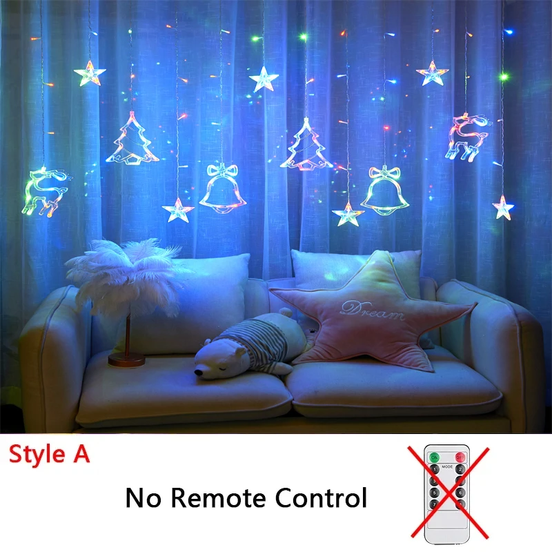 Navidad 3,5 M LED estrella cadena de luces guirnalda cadena estrella lámpara decoración de cortina al aire libre para vacaciones decoración de boda: changeable / O