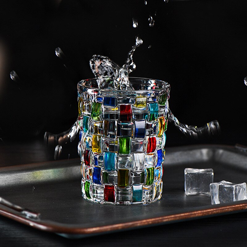 high-value hand-painted crystal glass light luxury line woven pattern crystal glass whiskey glass juice water glass