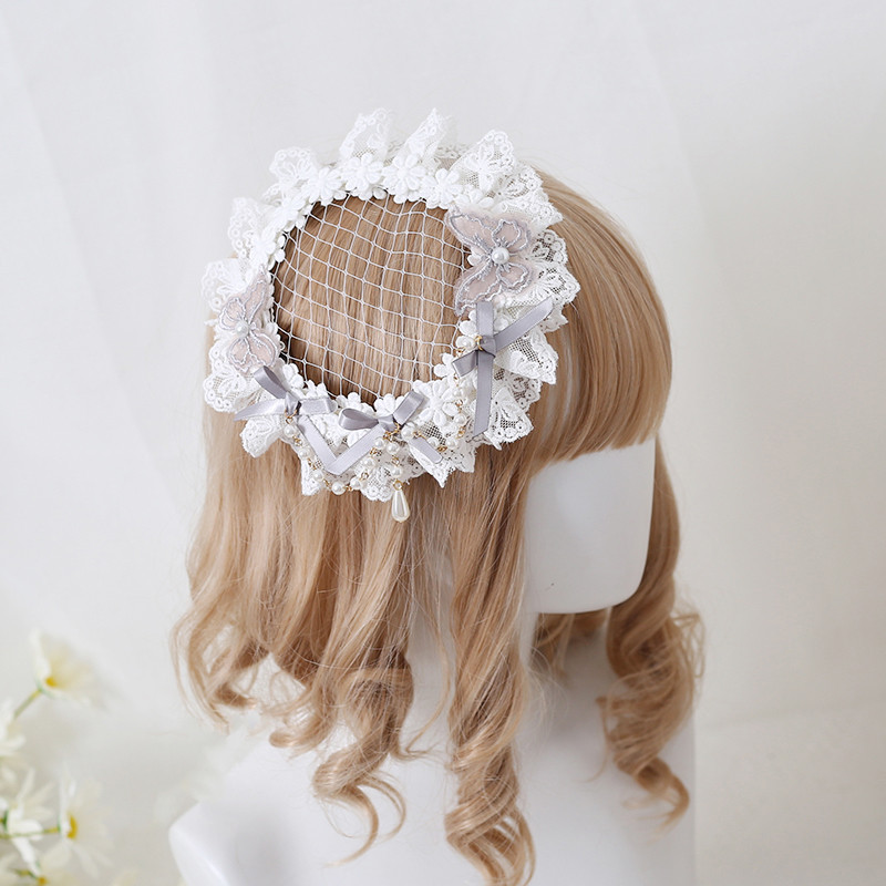 Dla dzieci Lolita opaska robić włosów stroik kwiat koronki projekt włosy księżniczki akcesoria spinka robić włosów hiszpania retro pałac nakrycia głowy A1293: lekki szary