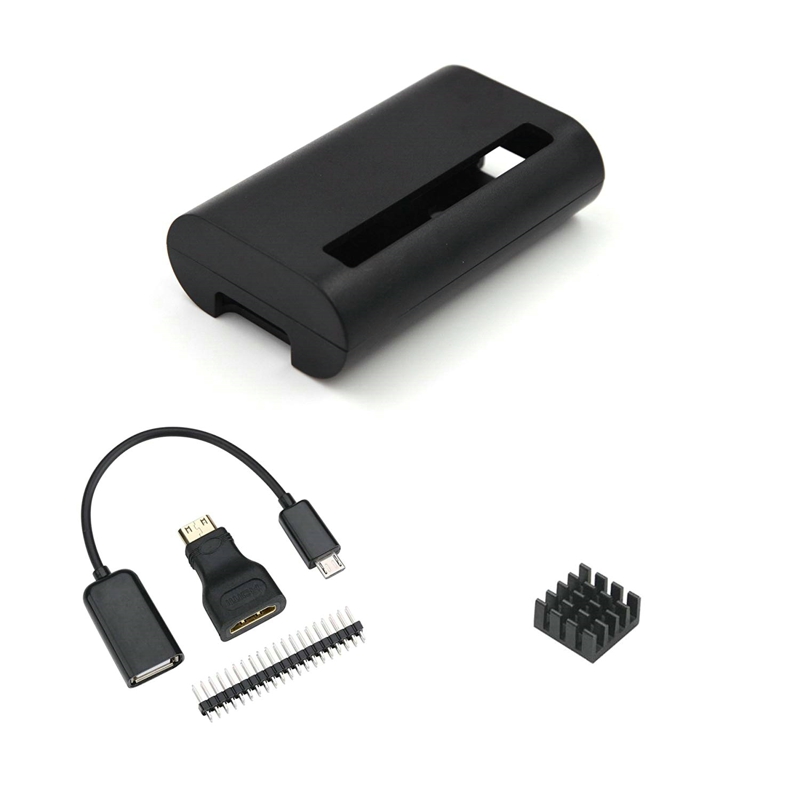 Raspberry Pi Nul Case met Koellichaam en 3 in 1 Adapter Kit Compatibel met Raspberry Pi Zero W
