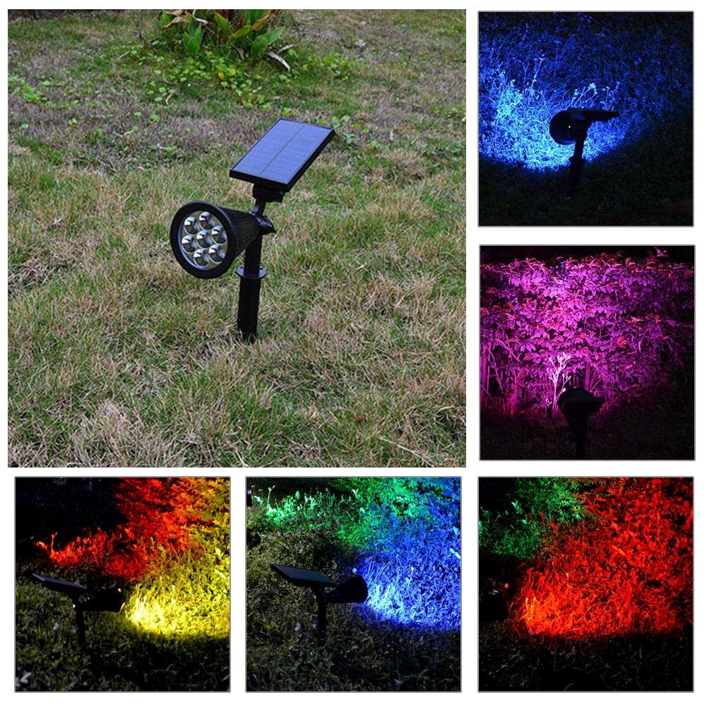 7 Led Solar Power Tuin Lamp Kleurrijke Spotlight Verstelbare Outdoor Waterdicht Gazon Landschap Straatverlichting Muur Spot Lamp
