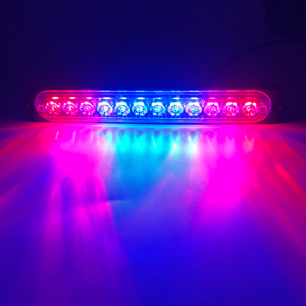 12 LED-Blitzwarnleuchte, weiß, verrotten, blau, LED-Seitenlicht, Rücklicht, 18 Blinkmodi für Auto, LKW, Licht, Polizeilichter, 12 V, 24 V: veränderbar