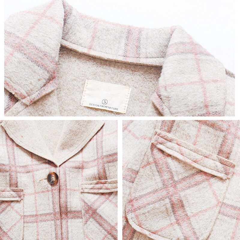 Vestiti Delle Ragazze del capretto di Lana del Cappotto di Inverno Caldo Giacca A Quadri Più Il Lungo di Spessore 2019 Bambini Vestiti di Lana Toddle Bambino della ragazza Outwear