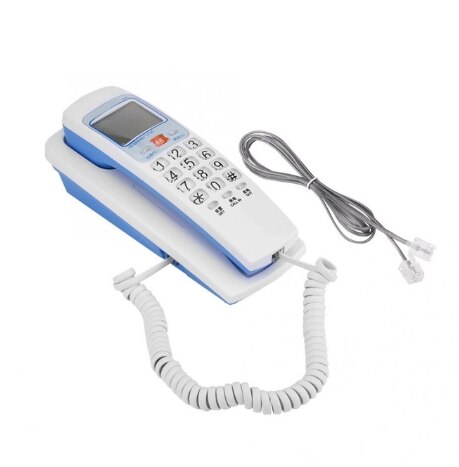 Telephone small home hotel office wall-mounted landline Portable Mini Phone Wall Mount Telephone FSK/DTMF Caller ID Landline: White
