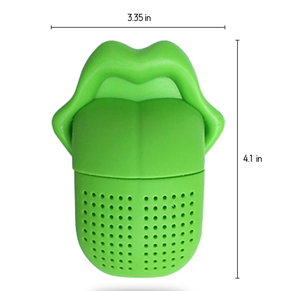 Infusor de té de silicona para la lengua y los labios grandes, colador Infusor de té, hojas, especias de hierbas, utensilios para filtro de cocina, Teaware: green