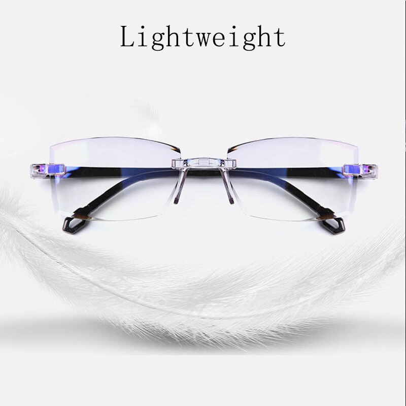 Onbreekbaar Randloze Snijden Bifocale Leesbril Unisex Ver Buurt Anti Blauw Licht Verziend Glazen Ultralight Brillen