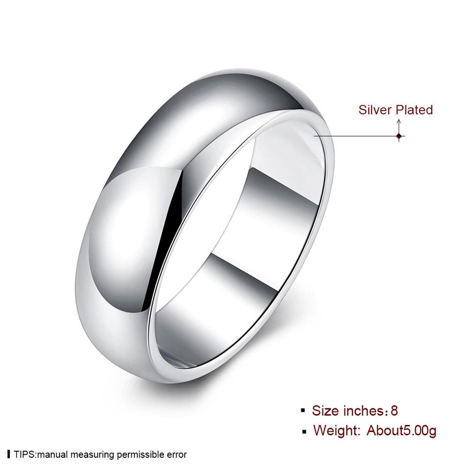 Sterling Silber Glatte Kreis Hochzeit Ringe Für Frauen Männer Klassische Engagement Ring Weiblichen Silber 925 Feine Schmuck