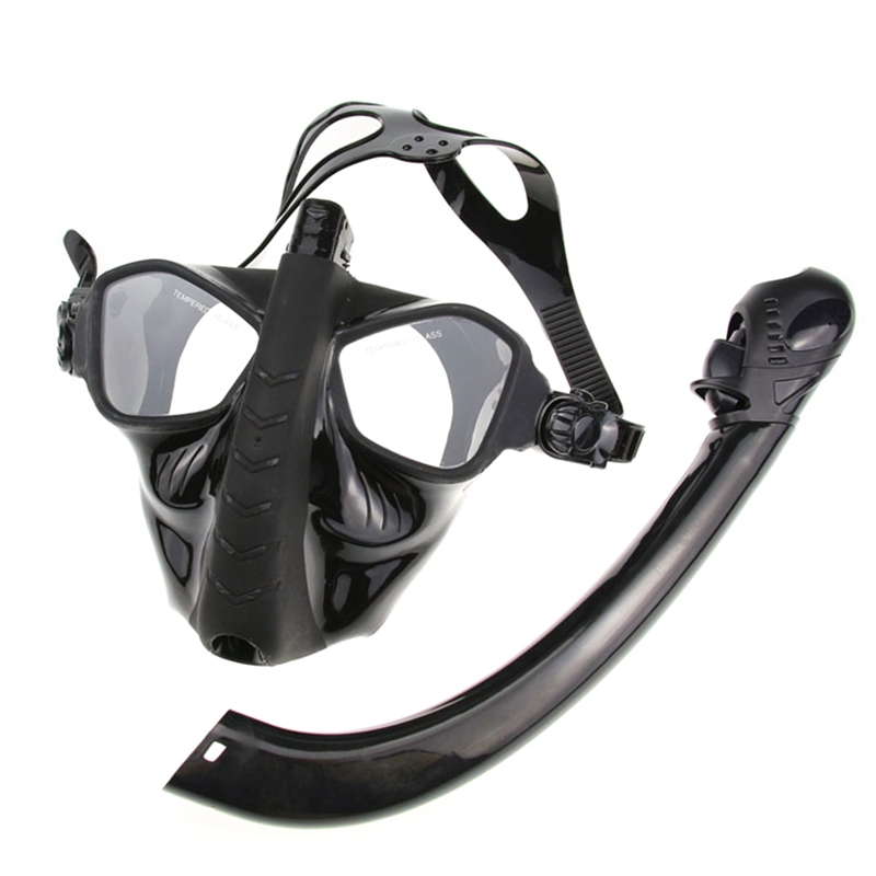 Máscaras de buceo, tubo de buceo, gafas de natación, equipo de aspiración subacuática, máscara de cara completa, resistente al agua: Black