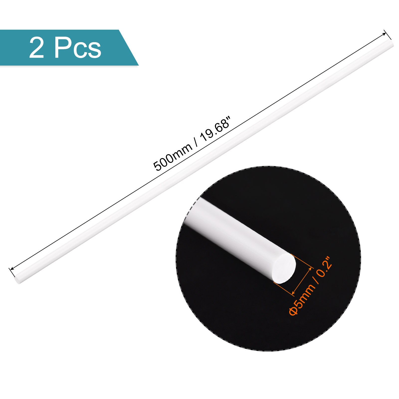 Uxcell ABS Plastic Rod Round Solid White Bar 5mmx5... – Grandado