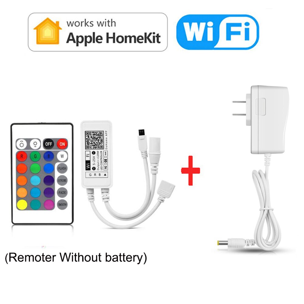 Til apple homekit app rgb led strip/strips/lights/lamp/tape google home med fjernbetjening smart controller tilbehør 12v dc /4 pin: Med os stik