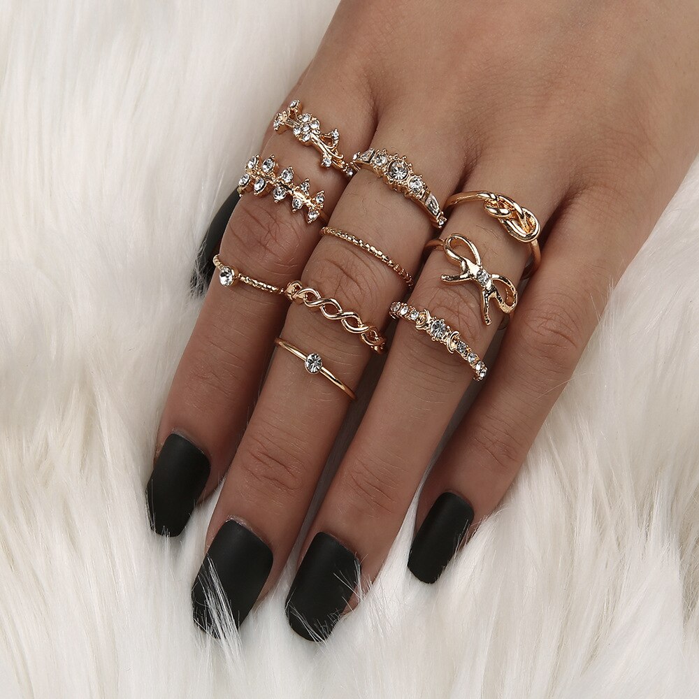 matching rings for women gold plated jewelry snake ring set anillo bague femme anillos slytherin emo accessories: 11