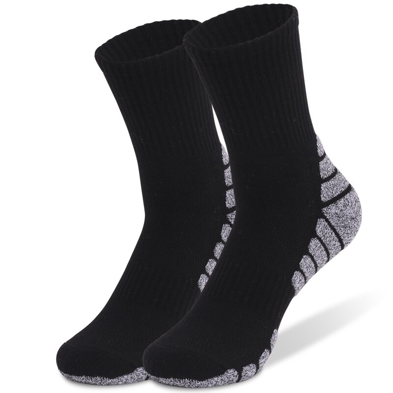 Calcetines de esquí para hombre de algodón transpirables y más gruesos, para deportes al aire libre, senderismo, senderismo, 2 pares,: Negro / XL (43-47)