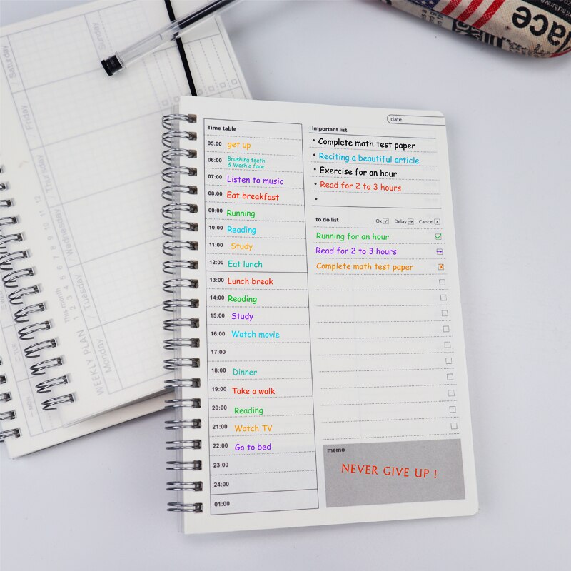 Notebooks Agenda Daily Weekly Monthly Plan Spiral Organizer A5 Note Books Monthly Transparent Schedule Agenda Planner: Daily plan