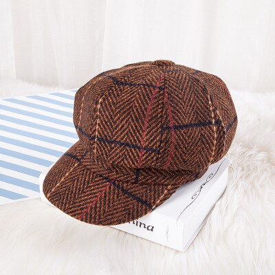 Dam basker mössa höst & vinter hatt för kvinnor bomull vintage enfärgade mjuk mössa hatt dam klassiska basker: 4