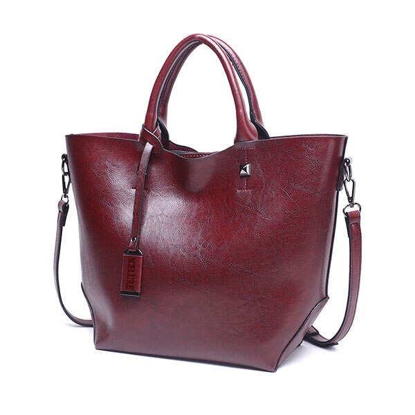 ACELURE Women Bucket Bag Oil Wax Women Leather Handbags Big Tote Famous Brands High Capacity Female Shoulder Bag Crossbody Bag: coffee