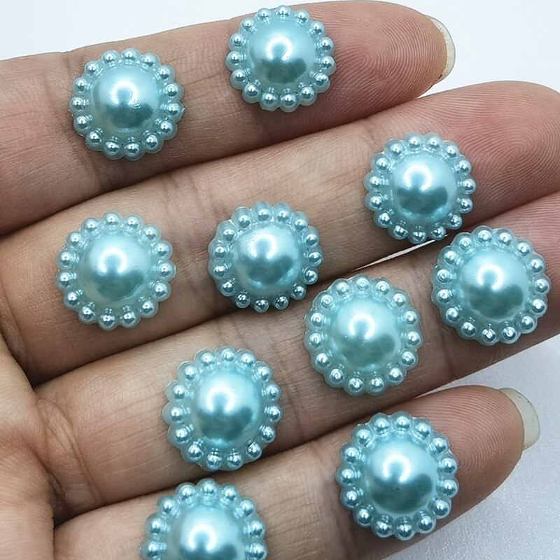 1 Doos Blauw Imitatie Parels Half Ronde Plaksteen Kralen Voor Sieraden Maken Craft Parels Kleding Accessoires Nail Diy Decoratie