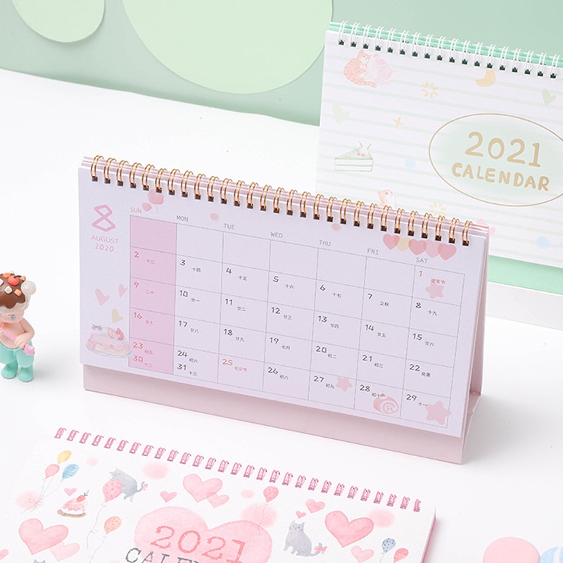 Cartoon Cat Desk Calendar Cute Table Calendars Timetable Planner