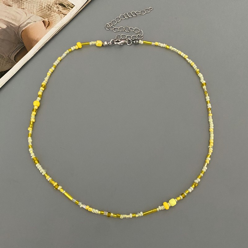 Collar de cuentas de gafas irregulares para mujer, gargantilla de Popular, joyería de cuello corto, collar colorido, ,: Color acero
