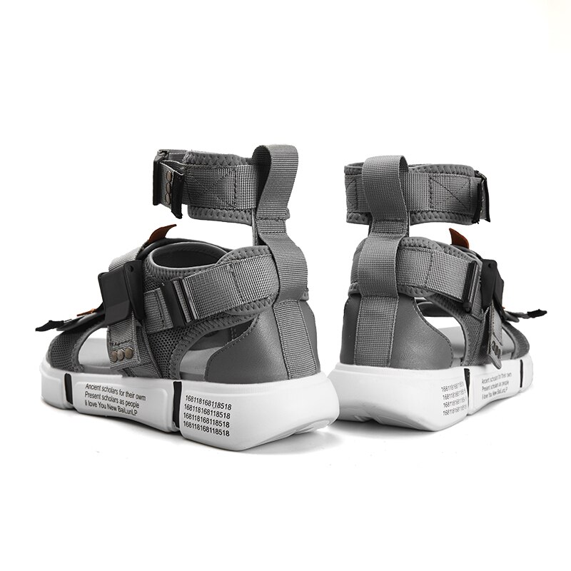 Sommer mænd sko gladiator sandaler åben tå platform strand sandaler støvler rom stil sort grå canvas sandaler