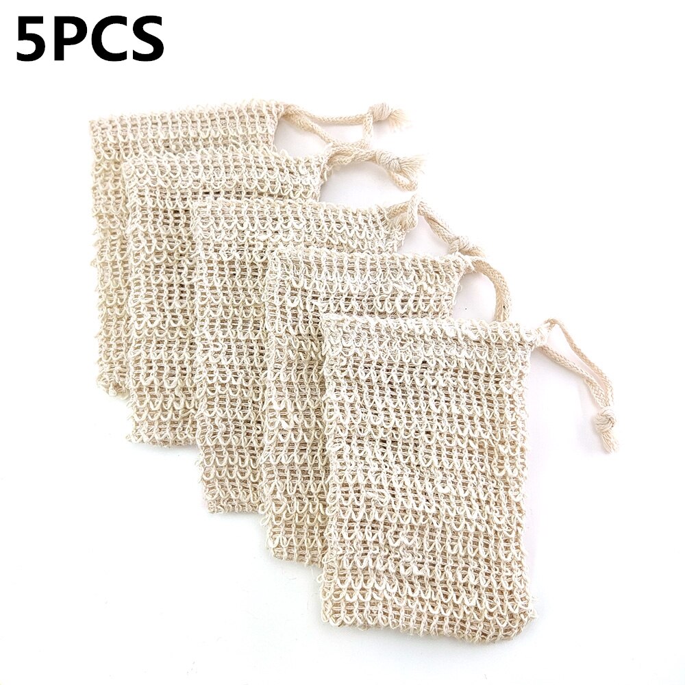 5Pcs Zeep Tas Exfoliërende Reinigingsmiddelen Natuurlijke Nul Afval Draagbare Zeep Saver Netto Mesh Bag Zachte Schuimende Massage Tas Voor badkamer: 1053-5