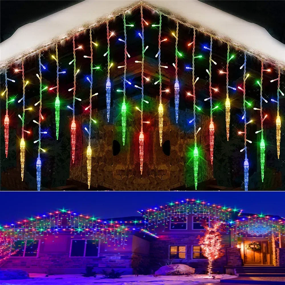 Straat Slinger Winter Festoen Led Licht Gordijn Ijspegel Slingers Voor Nieuwjaar Hangen 0.3M 0.4M 0.5M Kerstversiering Voor Thuis: RGB / 6-10W