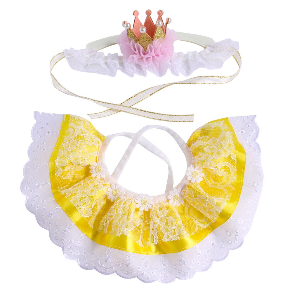 Disfraz de gato de estilo palaciego Vintage para mujer, traje de cuello de corona de princesa, para gatitos, de cumpleaños, bonito vestido para mascota: YELLOW