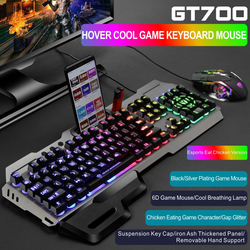 Gaming Keyboard Gamer Keyboard and Mouse Combos with Breathing Backlight USB Wired 104 Keycaps Ergonomic Keyboard for PC Laptop: SMT3C526BlackSet