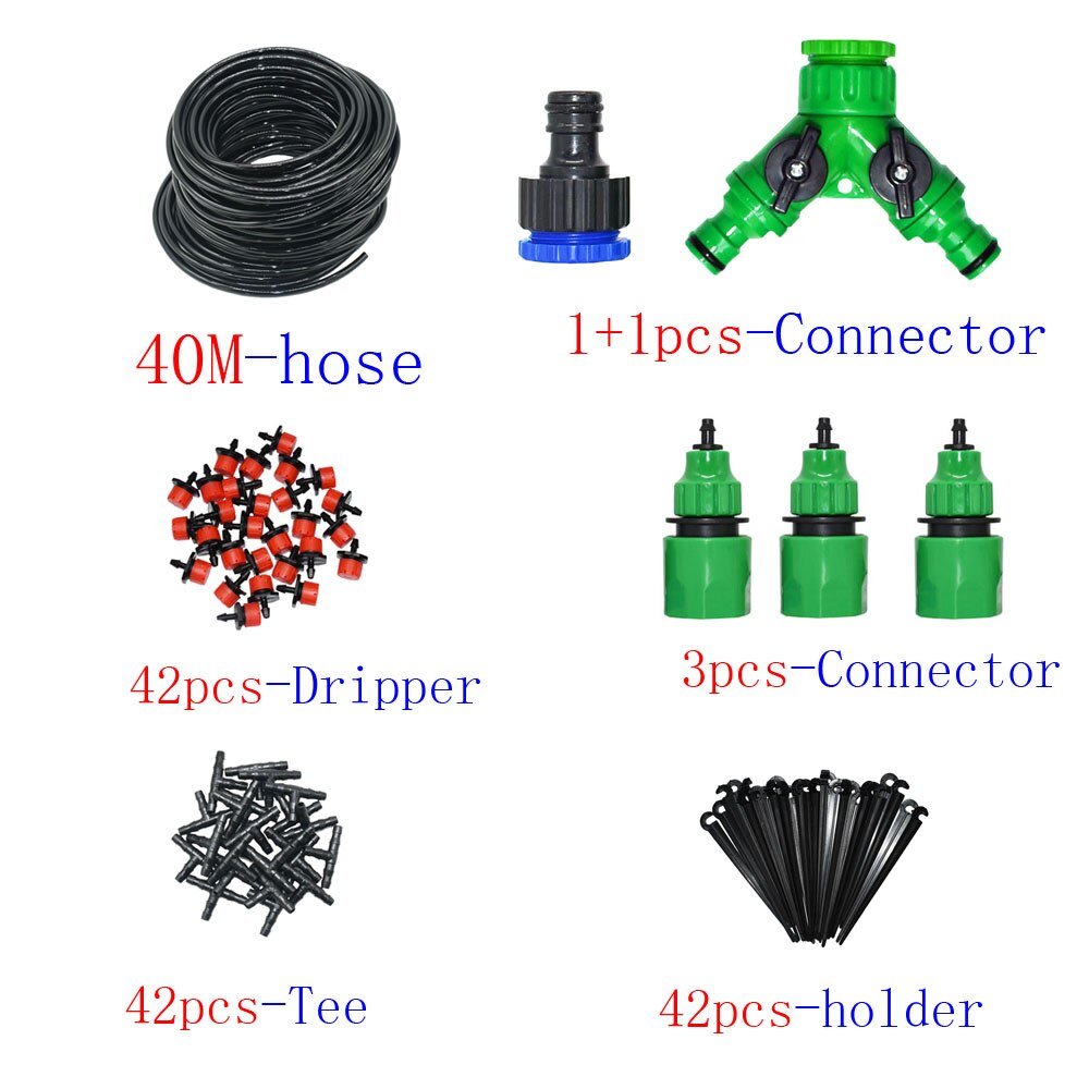 50M-5M DIY Drip Irrigation System Automatic Watering Garden Hose Micro Drip Watering Kits with Adjustable Drippers: 40M