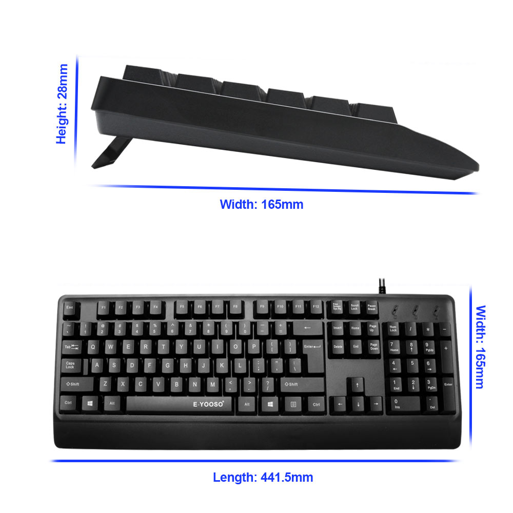 E-YOOSO K500 USB Gaming Membrane keyboard wired 104 Key Gamer ergonomic for Computer PC