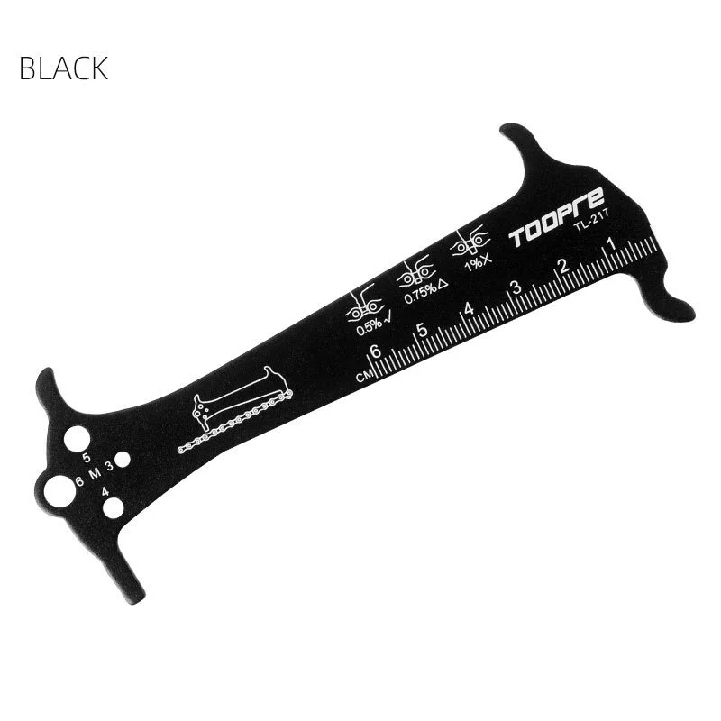 Herramienta de reparación de regla indicadora de desgaste de cadena de bicicleta, medidor de cadena de bicicleta de montaña y carretera de acero inoxidable, comprobador de medición de diámetro de tornillo: Blanco