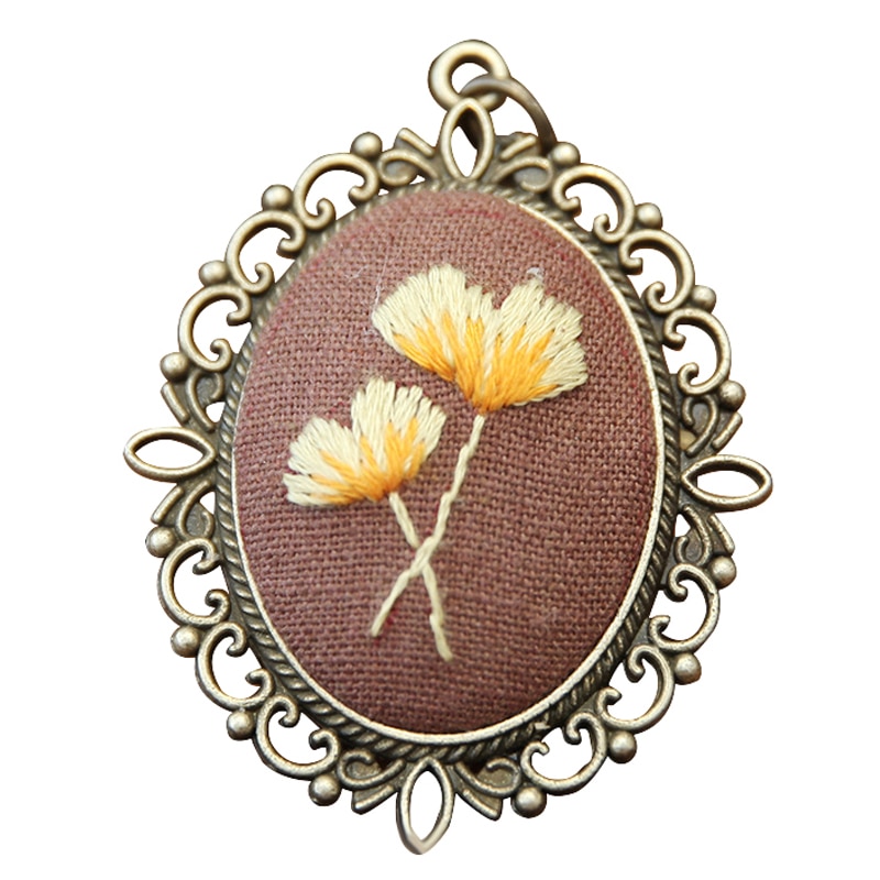 Beginner Embroidery Kit Hand Sewing Stitching Pendants Necklace DIY Cross Stitch Ornament Tool: 01