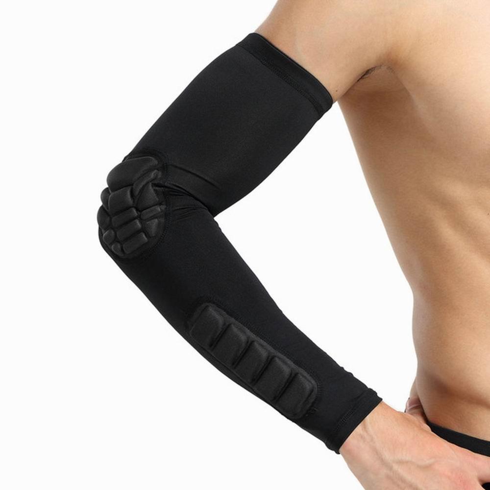 1PC Crashproof Basketball Shooting Elbow Support Compression Sleeve Arm Brace Protector Sport Safety Elbow Pads: Black / L