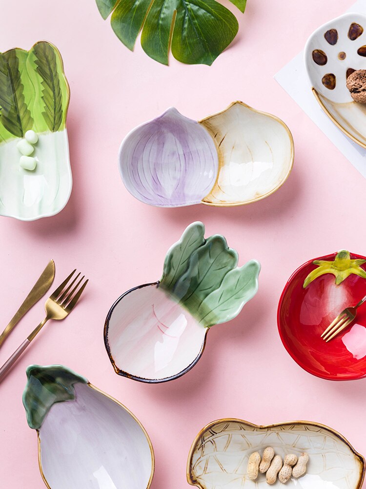 Forma vegetal porcelana louça uso doméstico salada tigela sobremesa alface prato criativo moda cerâmica utensílios de mesa