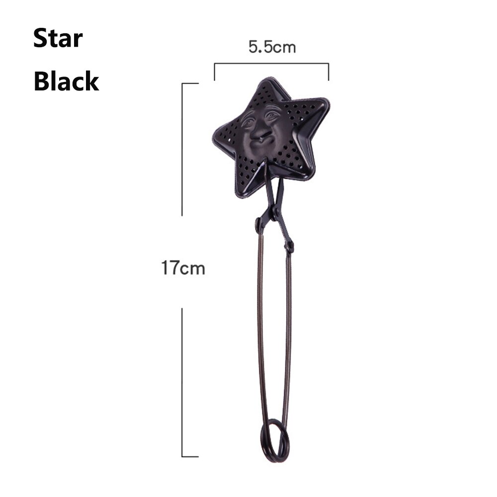 1 PC Herbruikbare Rvs Theezeefje Filters Losse Thee Infusers Spice Diffuser Drinkware Thee Accessoires Keuken Tool: Star	Black