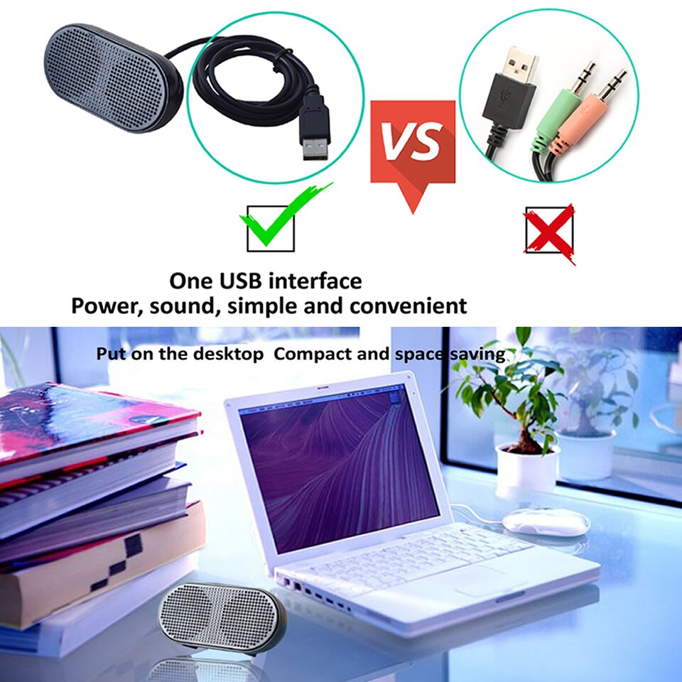 OUTMIX Portable Sound Box Mini Speaker USB Powered Stereo Computer Speaker Loudspeaker Subwoofer for PS4 Game Notebook Laptop PC