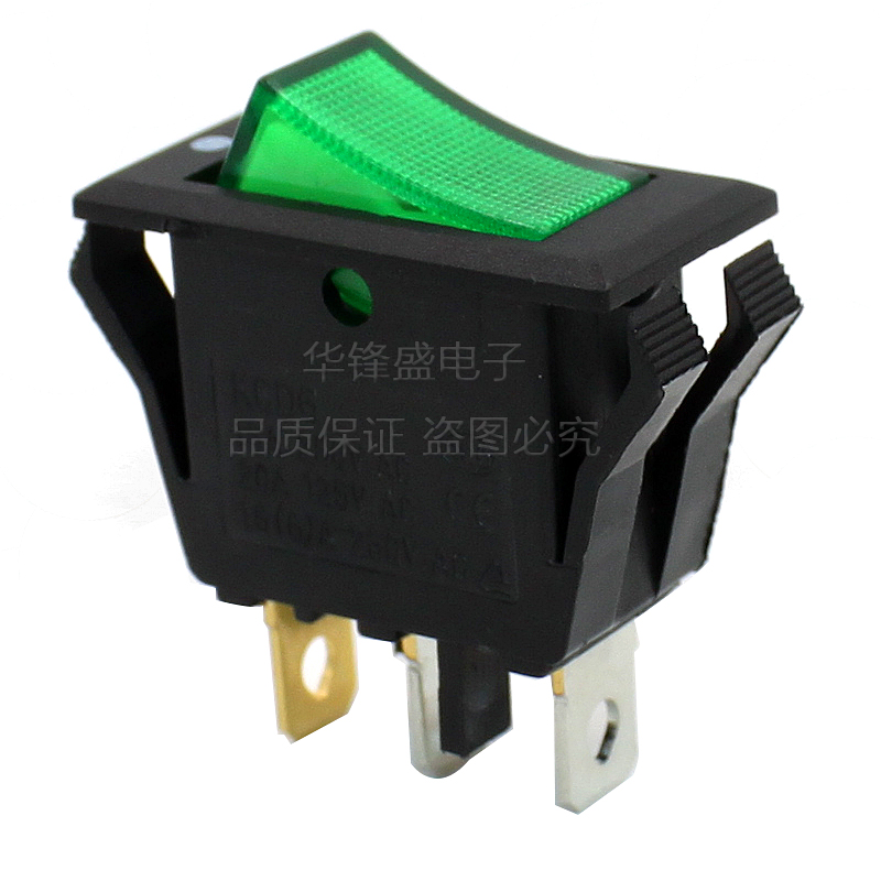 Interruttore a bilanciere Interruttore a pulsante da pannello Interruttore a pulsante a bilanciere quadrato 3 spillo 2 marce Pulsante rosso verde con luce 32 * 16MM 16A 250V Interruttore interruttore interruttore luce: verde