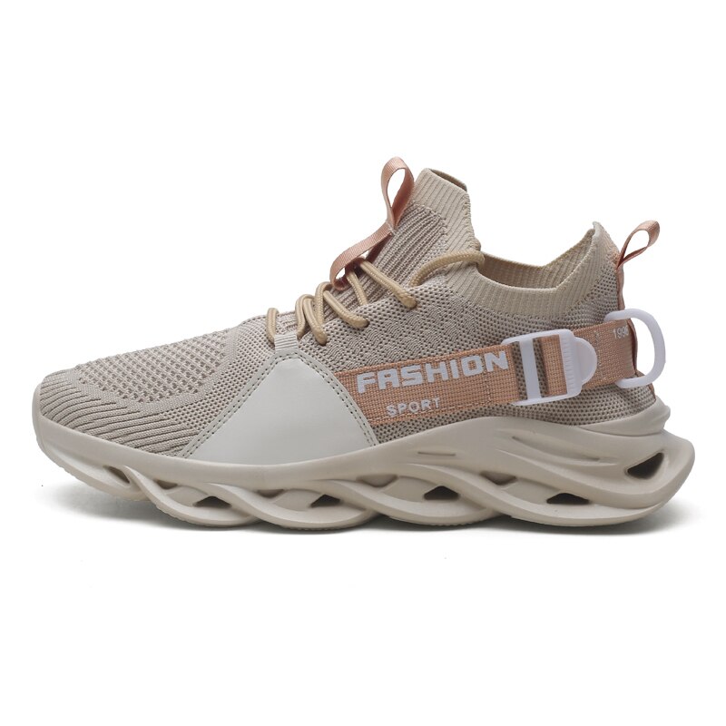 Åndbare løbesko 44 lette sportssko til mænd 43 komfortable sneakers 42 joggingsko til fods: Beige / 7
