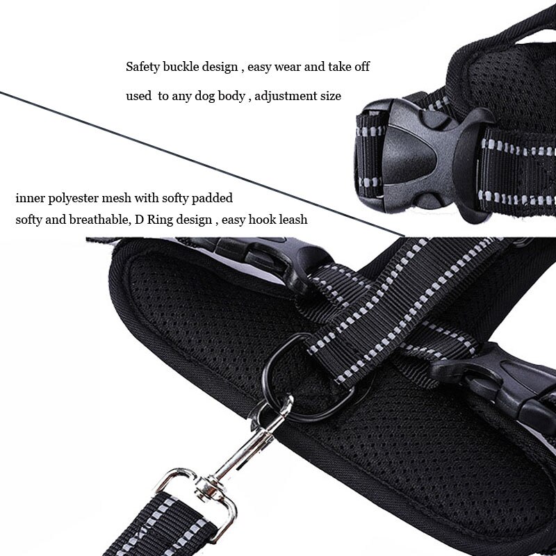 Hond Veiligheid Vest Harnas Hond Verstelbare Auto Veiligheid Mesh Harnas Reizen Riem Vest met Huisdier Autostoel Borst Riem leash Rope