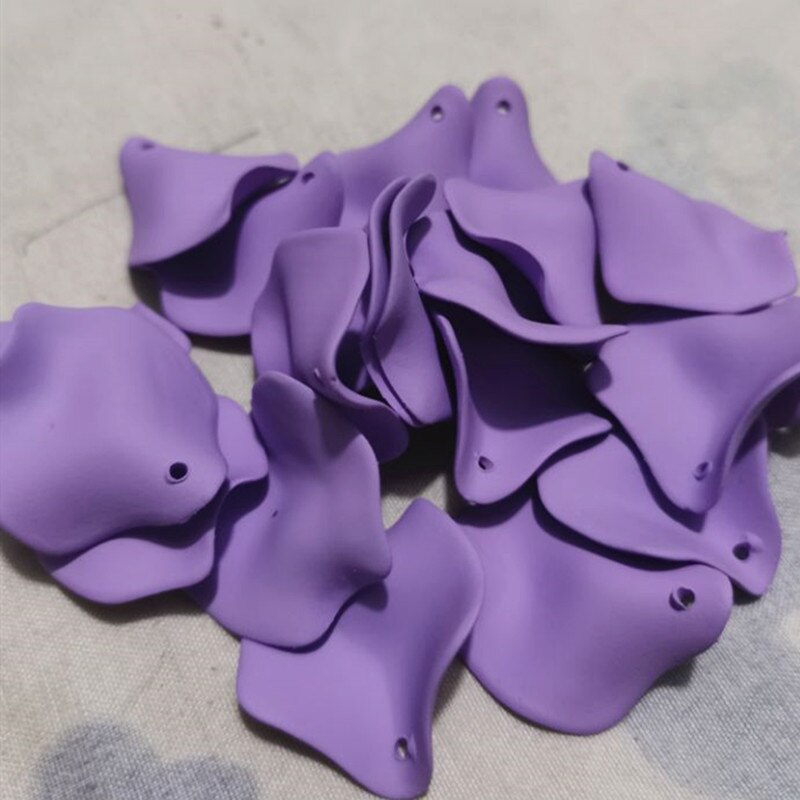 popular plastic multi color DIY flower shape beads Good handmade jewelry accessory beads 50 pieces y12577: purple