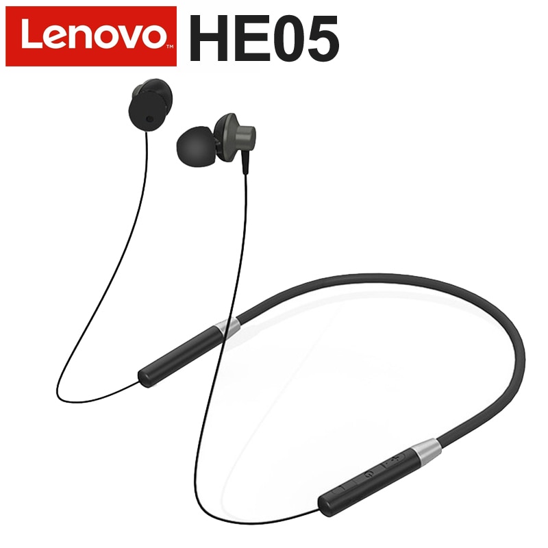 Originele Lenovo HE05 Bluetooth 5.0 Draadloze Headset Magnetische Nekband Sport Running Oortelefoon Oordopje Waterdicht Ruisonderdrukkende