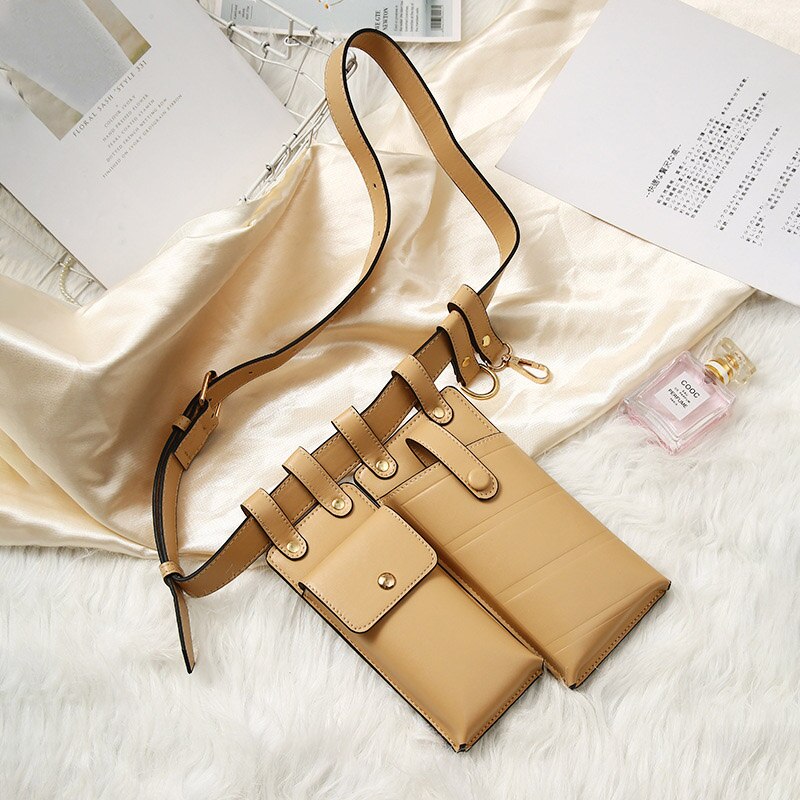 Luxury Waist Bag Phone Bag Female Chest Bag Shoulder Crossbody Bag Purse Woman Fanny Pack: A khaki  Waist bag