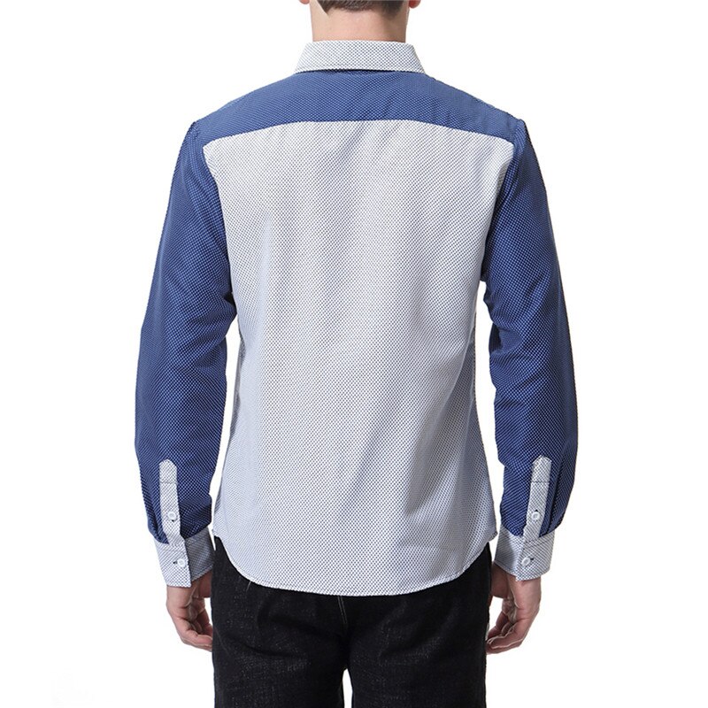 Mens Polka Dot Print Casual Button Down Dress Shirts Spring Autumn Slim Long Sleeve Shirt Men Business Social Shirt Male