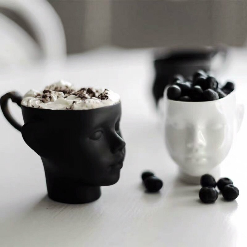 Tazas de café con cara de bebé para adultos, tazas de cerámica mate para amantes, escultura de cabeza, tazas de leche, decoración creativa nórdica para el hogar, taza de bebida,