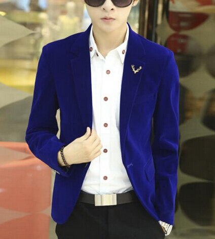 Mens brand blazer jacket Male clothing factory blazer masculino red velvet: Sky Blue / M