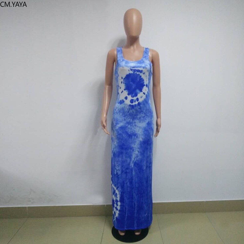 CM.YAYA-vestido largo ajustado de mujer, vestido largo ajustado sin mangas, con estampado de agujeros negros y tirantes finos de mujer para y club nocturno