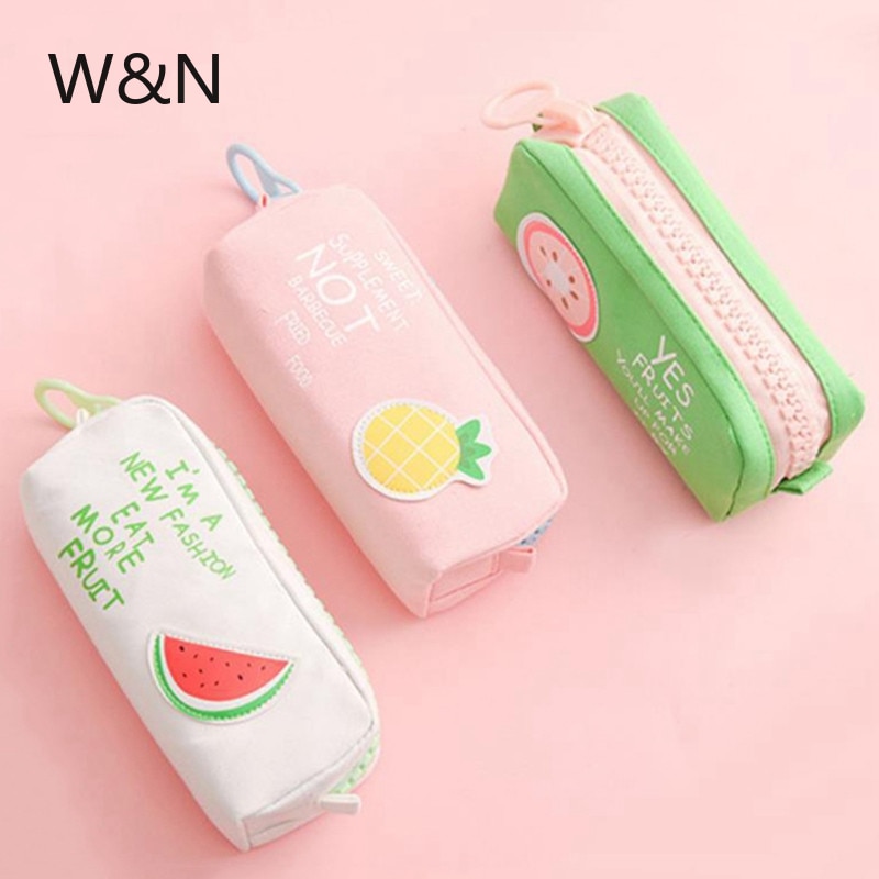Grote Rits Etui School Etui Voor Meisjes Jongens Canvas Fruit Potlood Tas Leuke Pen Box Schoolbenodigdheden Student briefpapier